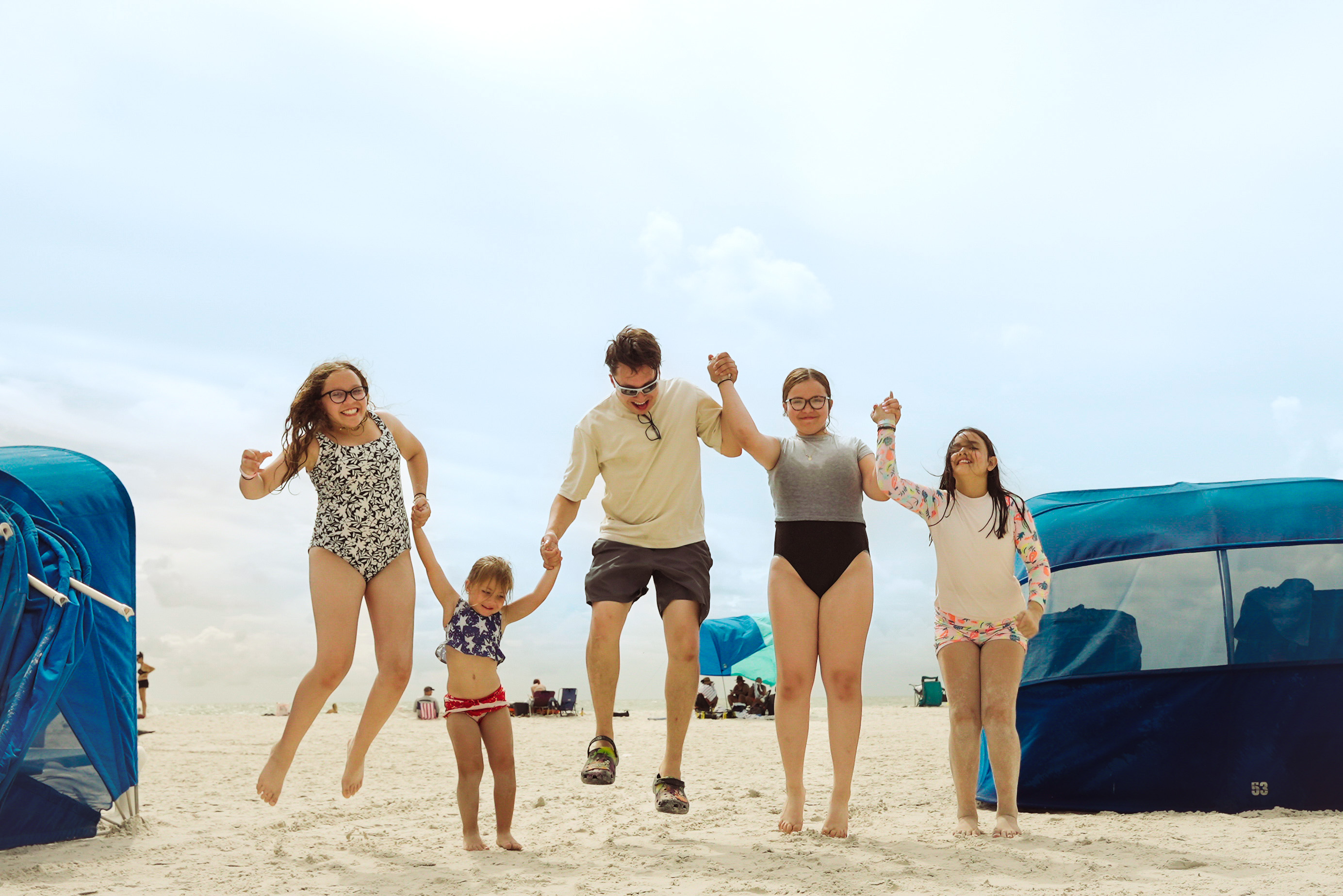 Jumping at the beach